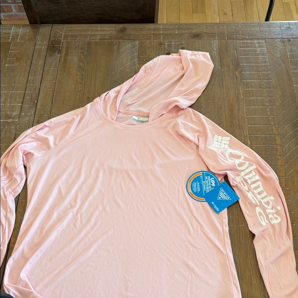 Columbia Light Pink Performance Hoodie with Sleeve Logo